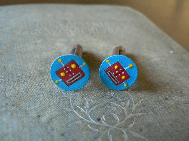 Reserved for Jessica   Cuff Links Red Robots