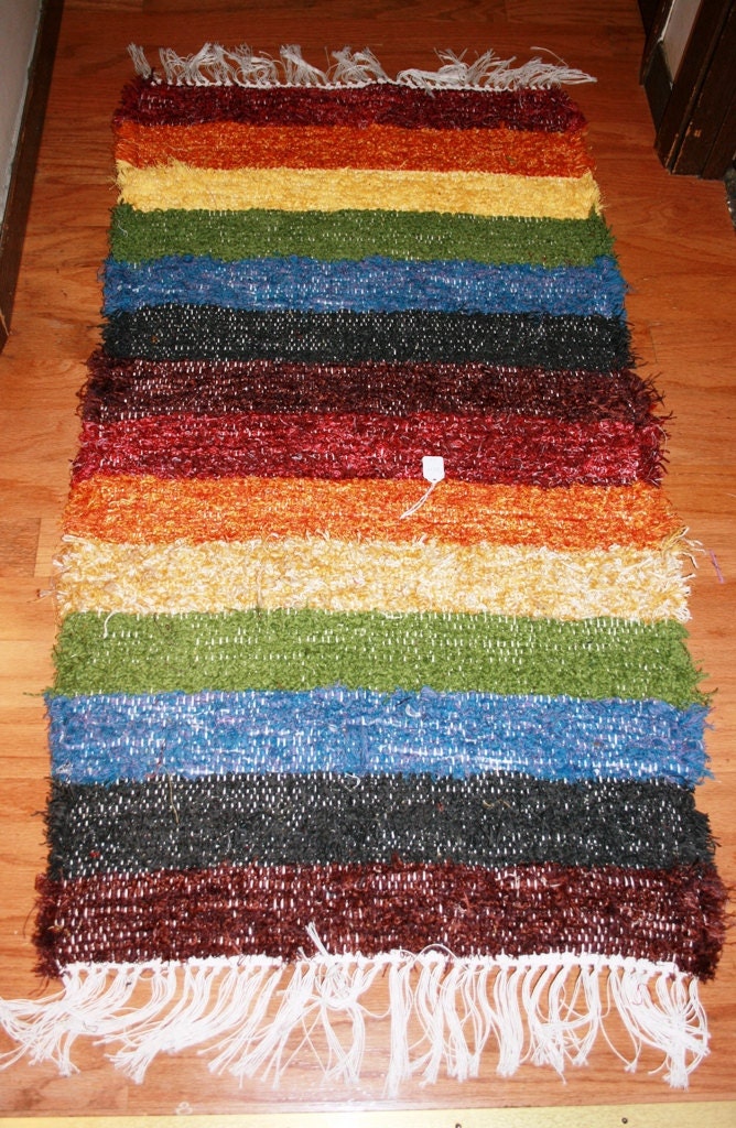 Fringe Rainbow Fuzzy Woven Rug