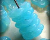 Czech Glass Pinwheel Flower Beads 10mm Opal Aqua (15pk) SRB-10F5P-AQUA