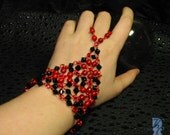 Red and Black Beadmaille Handflower