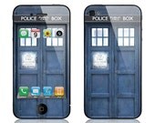 Apple iPhone 4 4S Decal Skin Cover - Police Public Call Box GLOSSY MATTE LEATHER option
