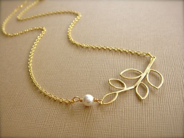 Gold Branch Necklace - Bride, Bridal party, Bridesmaid