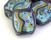 Skywriter - Handmade Lampwork Glass Bead Set (5) OOAK SRA