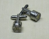 Bullet Cufflinks 9mm Luger Nickel Silver - Wedding Gift for Best Man