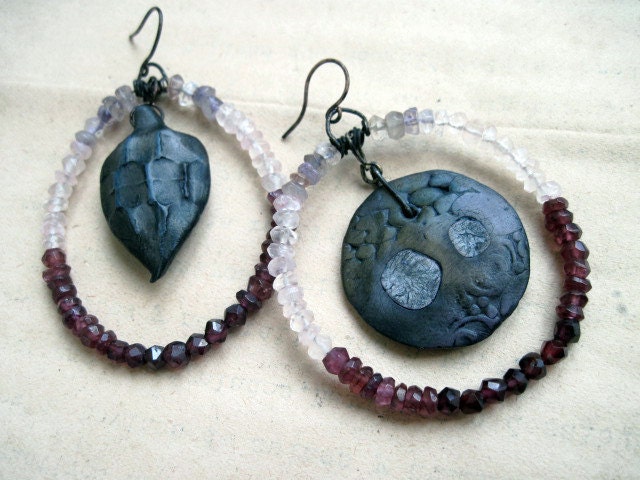 A Moiety. Polymer Art Beads and Gemstone Hoops.