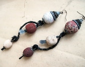 The Mendicant. Asymmetrical Tribal Assemblage Dangles with Ceramic Art Beads.