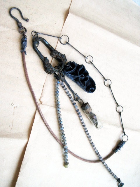 Zanzibar. Long Tribal Metaphysical Statement Necklace Assemblage.