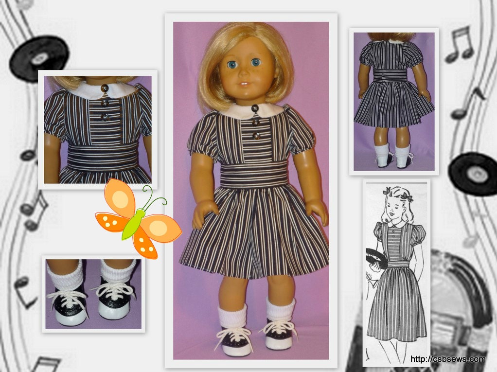 American Girl Doll Molly Swing Dress, Shoes and Socks