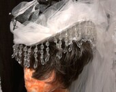 White Pirate Wedding Beaded Hat