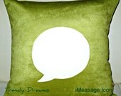Free US shipping Unique Designer 16x16 Celery Suede Pillow Cover with iMessage Icon Applique
