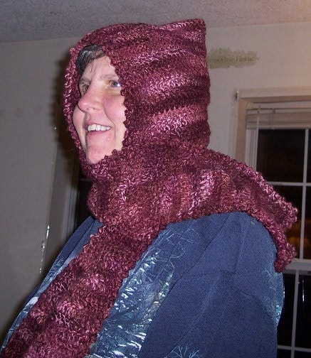 HandmadePixie Hooded Scarf, Crocheted, Handmade Gift for Women
