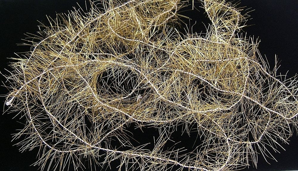 REDUCED Vintage Golden Lametta Metal Tinsel Garland - Over 6 Feet - Great for Feather Trees - Vintage Christmas Crafts and Ornaments