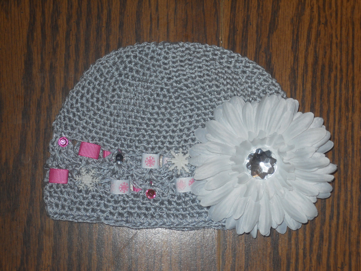Crochet Hat for Infants - 3 Years or Toddler - Adult - Winter Snowflake