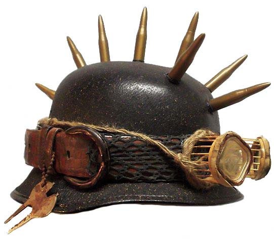 Chameleon Steampunk Army Biker Helmet Hat