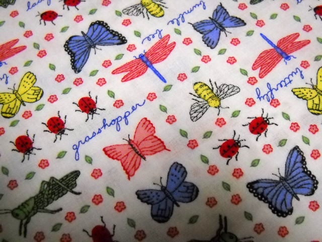 Butterflies and Bugs Colorful Print Fabric