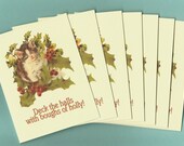 50% Percent Off - Victorian Cat Christmas Cards set of 7, vintage style, Christmas Sale