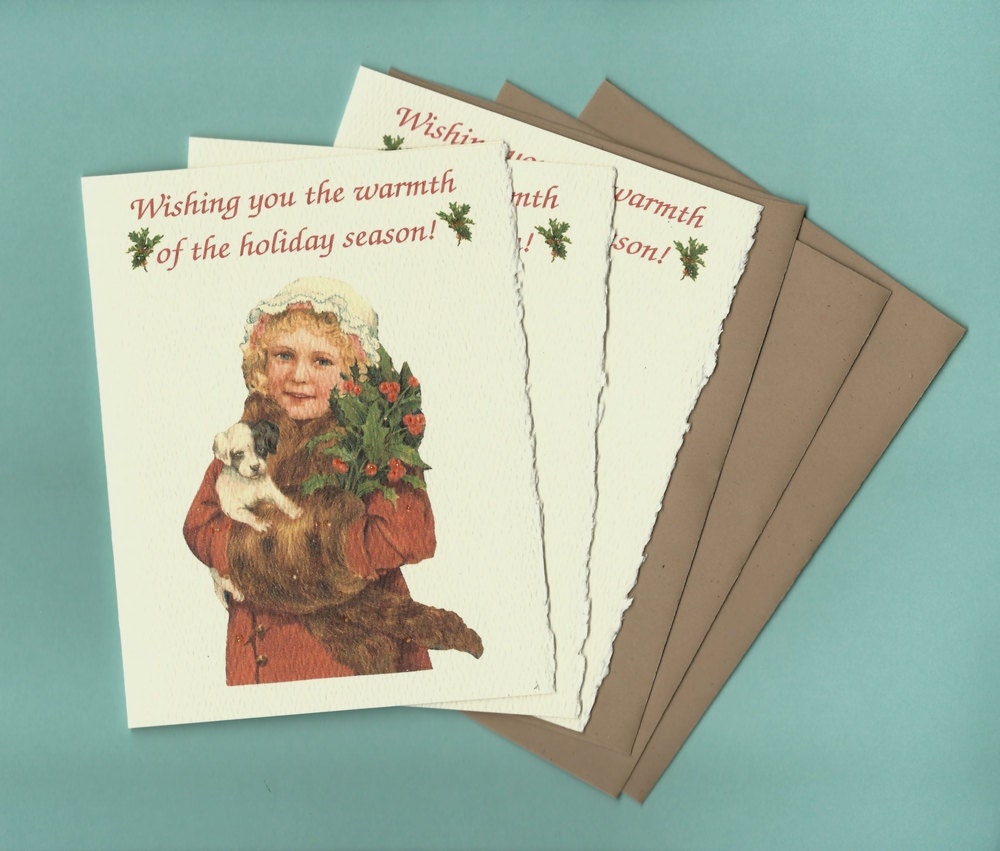 After Christmas SALE 50% Percent Off - Victorian Theme Christmas Cards - 3-pack, Season's Greetings