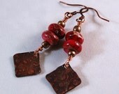 Red Jasper Earrings, Copper Earrings, Copper Jewelry