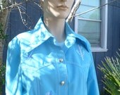 Vintage Rockabilly Western Cowgirl Blue Embroidery Jacket and pants suit set - KitKatCabaret