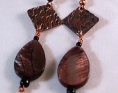 Mother of Pearl Tear Drop Copper Earrings