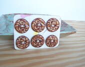 Round Textured Stoneware Buttons in Shino Glaze - Set of 6
