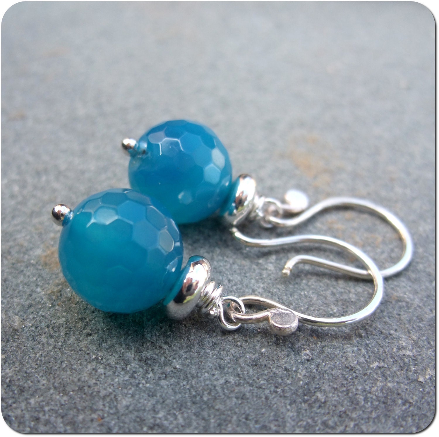 Charity Donation -- Faceted Blue Agate and Sterling Silver Earrings -- Donation to Philabundance