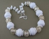 Chunky White Silver Bead Necklace