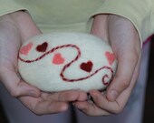 Felted Soap Fine Merino Wool Sweethearts Valentine Gift  Vanilla Bar