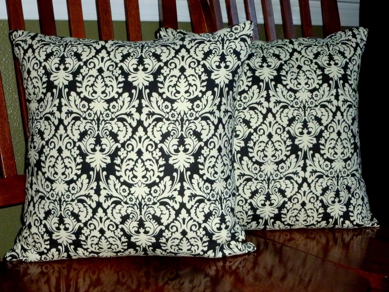 Decorative Accent Throw Pillow Covers - Ebony and Ivory - Two 16 Inch