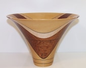 Asian Satinwood, Bubinga, and Curly Maple Wooden Smile Bowl Vase 567