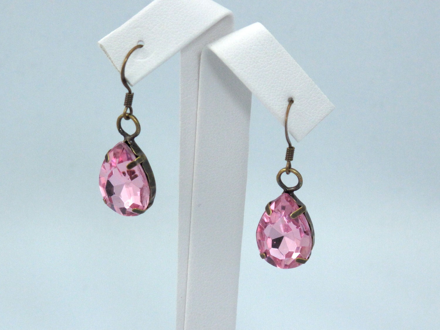Pink Rhinestone Drop Earrings