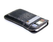 iPhone / iPod Touch - - RETROMODERN aged leather pocket - - DARK MARINE
