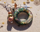 OOAK 'Blessed' Handmade 'Circles of Inspiration' charm necklace Handpainted Brown Green