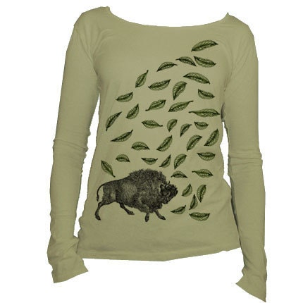THE COLOR OLIVE- Organic Cotton Long Sleeve Scoop Neck Tshirt - Pick your design - Hand-Dyed