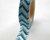 Washi Tape - 15mm - Blue Bold Chevron Pattern - Deco Paper Tape