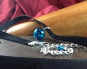 Blue  Bell on Black Velvet Choker