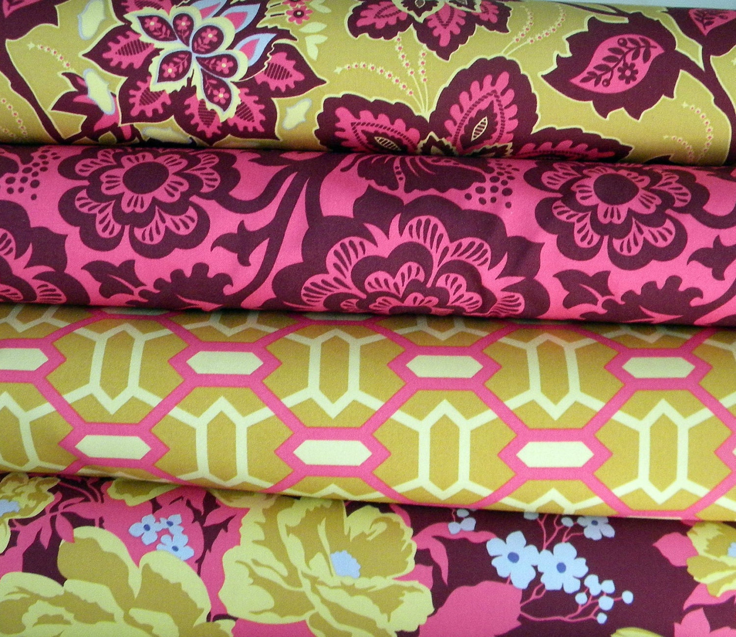 Home Dec Fabric  Bundle - Joel Dewberry  Heirloom Collection - Garnet & Gold  - Total 2 Yards
