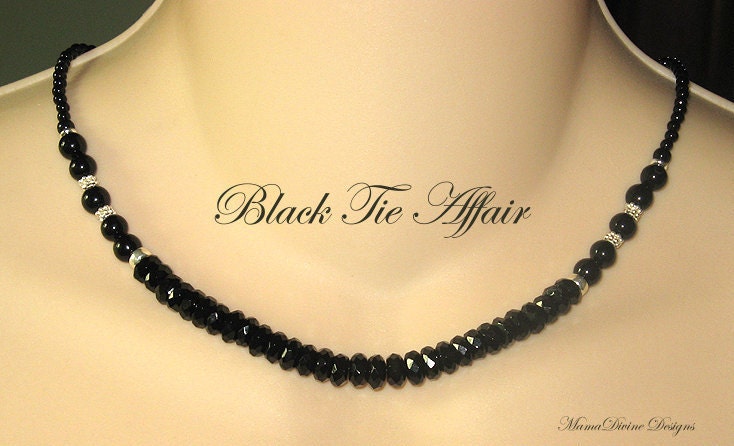 Black Tie Affair" - Onyx Sterling Silver Choker Style Necklace