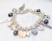 Six Disc Bracelet - Two Sterling Silver small round disc - Two Aluminum Tag - Two Aluminum Small Round Disc - Name Bracelet