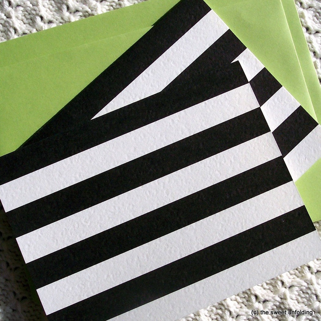 Breton Stripes Note Card Set - Black and White Striped