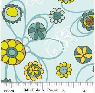 Lola's Posies - Small Floral - Blue - Riley Blake - 1 yd