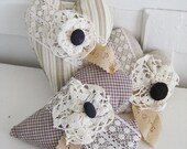 Rustic Romance set of 3 Hearts .. Faith Love and Hope