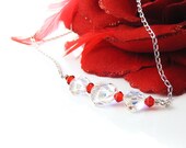 Red Heart Necklace. Handcrafted in Swarovski Crystal & Sterling Silver