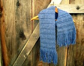 Crochet Scarf in Country Blue - OOAK