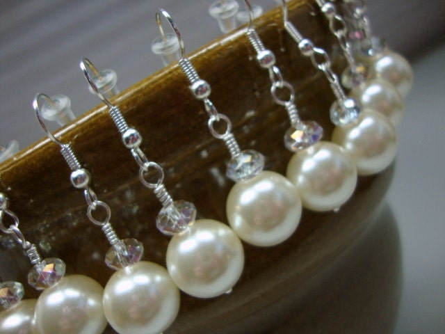 Simple Pearl and Crystal Earrings