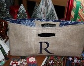 Burlap Wine Bag  Made Ready to Ship  Monogrammed R