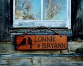 Custom Cabin Sign Personalized Love Birds Made to Order