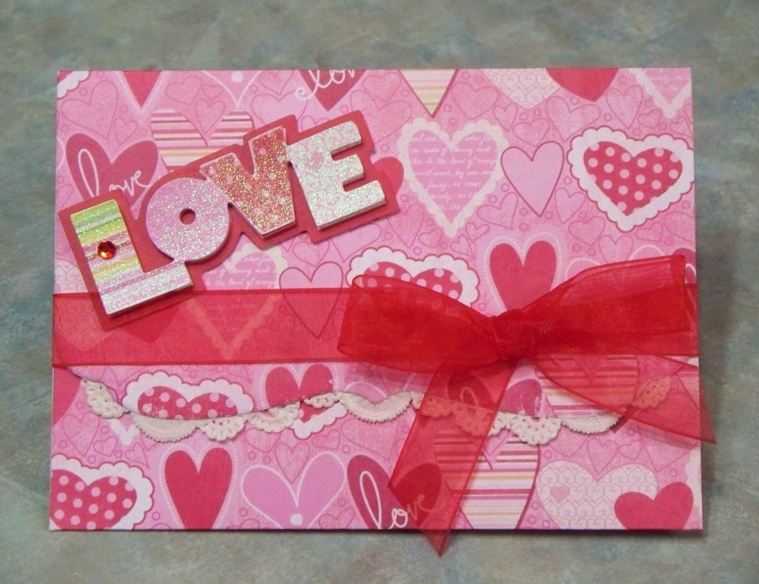 Handmade LOVE Valentine Gift Card or Money Holder