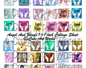 Digital Collage Sheet 1x1 inch Angel And Wings Altered Art Card Making Scrapbooking Journals Soldered Glass Hang Tags Jewelry Making