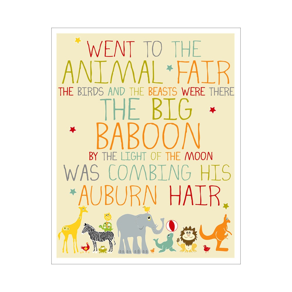 Animal Fair 11x14 inch print by Finny and Zook